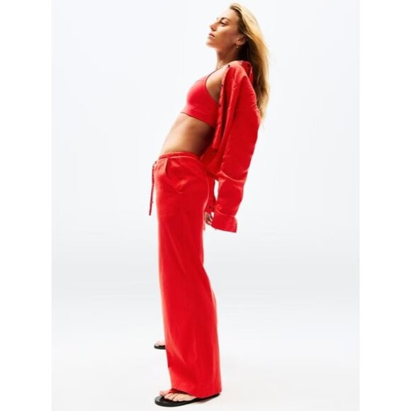 Athleta Red Wide Leg Pants - Picture 1 of 7